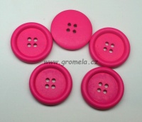 Knoflík dřevěný tm.růžový 4 cm