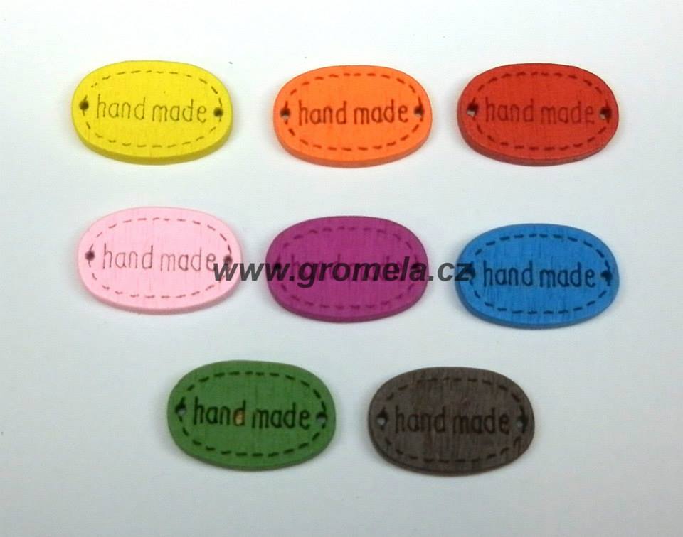 Knoflík "HAND MADE" - sv.růžový